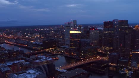 Aerial-view-of-Boston--at-night