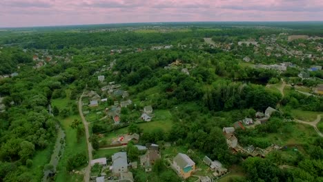 Top-view-aerial-video-of-weak-infrastructure-city-with-transportation-system.