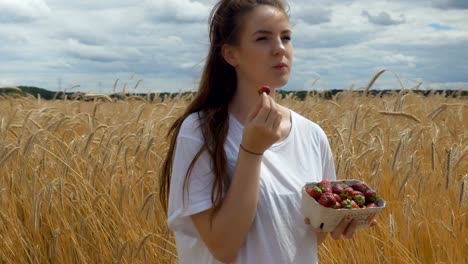 Arc-Around-a-Girl-with-Strawberries-in-a-Wheat-Field