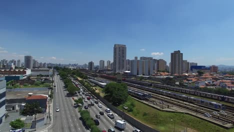 Aerial-View-of-Radial-Leste-Avenue,-in-Sao-Paulo,-Brazil