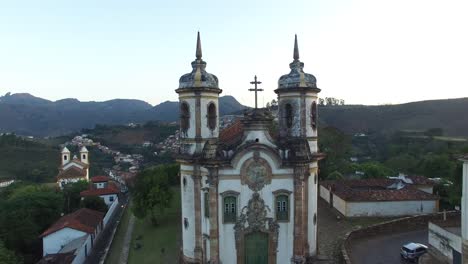 Aerial-of-Ouro-Preto-city-in-Minas-Gerais,-Brazil