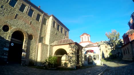 Part-of-a-monastery-on-Mount-Athos,-Greece