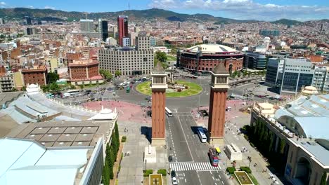 Aerial-View-of-Espanya-Square-Barcelona-Spain