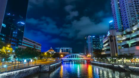 Gärten-von-der-Bucht-Nacht-Touristen-berühmte-Show-Hotel-Panorama-4-k-Zeit-hinfällig,-Singapur