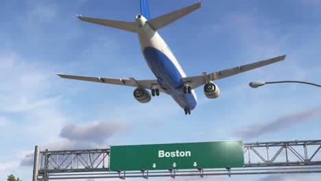 Flugzeug-Landung-Boston