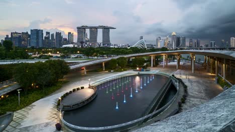 4-k-UHD-schöne-Zeitraffer-der-Sonnenuntergang-Tag-und-Nacht-in-Singapur