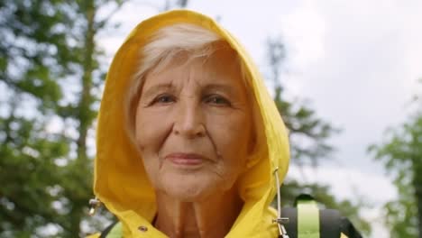 Beautiful-Senior-Woman-Hiking-in-Forest