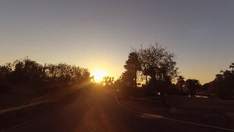 Drive-through-dramatic-Arizona-Papago-Park-Buttes-towards-Phoenix.