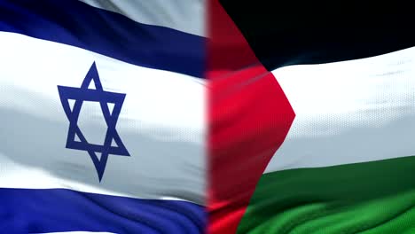 Israel-and-Palestine-flags-background,-diplomatic-and-economic-relations