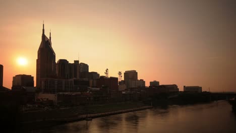 Lapso-de-tiempo-del-atardecer-de-la-ciudad-de-Nashville