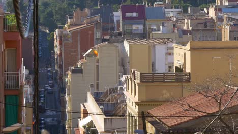 barcelona-sonnigen-Tag-Gebäude-der-Straße-4-k-Spanien