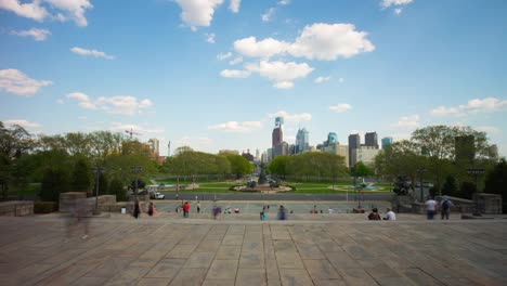 USA-Sommertag-Philadelphia-berühmte-Treppe-Stadt-Panorama-\"-4-k-Zeitraffer