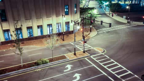 Nighttime-Boston-Traffic-Timelapse-at-an-intersection.--Busy-City-Motion-Downtown.