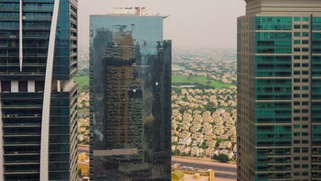 Dubai-downtown-Dach-Top-Reflexion-Gebäude-Ansicht-4-k-Zeit-hinfällig,-Vereinigte-Arabische-Emirate