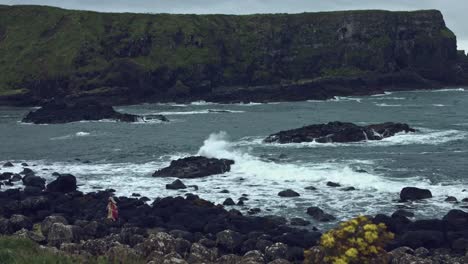 4k-Fantasy-Shot-on-Giant's-Causeway-of-a-Queen-On-the-Rocks-(extremely-long-shot