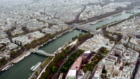 Paris-aerial-tilt-view-of-Seine-and-bridges