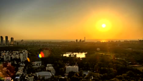 Aerial-view-of-Tel-Aviv-at-sunset