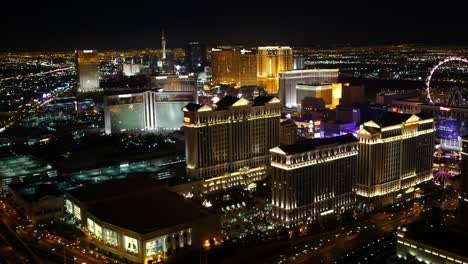 Vista-aérea-de-las-Vegas,-Nevada-del-Strip-de-Las-Vegas-de-noche