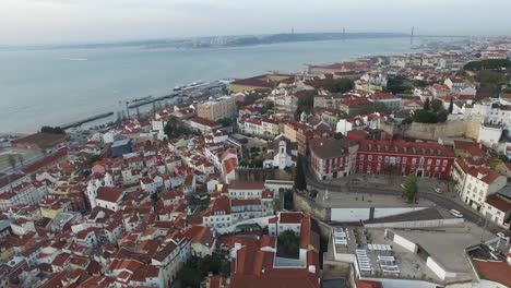 Aerial-View-of-Alfama,-Lisbon,-Portugal