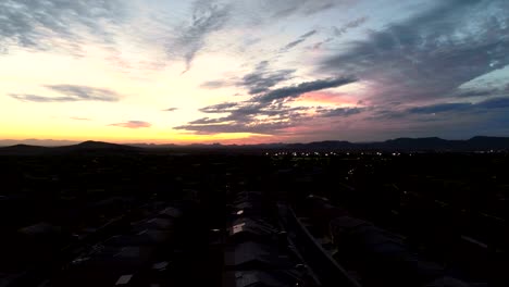 Aerial-of-Colorful-Arizona-Sky-Over-Suburbs-Pan-Left