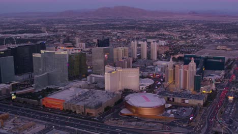 Wide-angle-aerial-view-of-Las-Vegas-Strip-at-sunset.