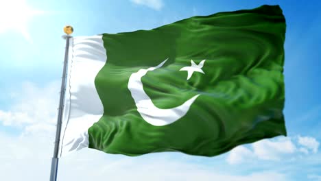 La-bandera-de-Pakistán-sin-fisuras-bucle-video-de-renderizado-3D.-Bella-textil-tela-tela-bucle-agitando