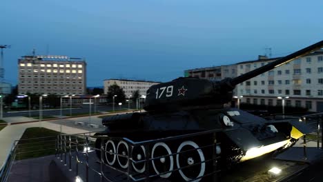 T-34-Soviet-Army-Medium-Battle-Tank-Memorial-Monument-at-Night