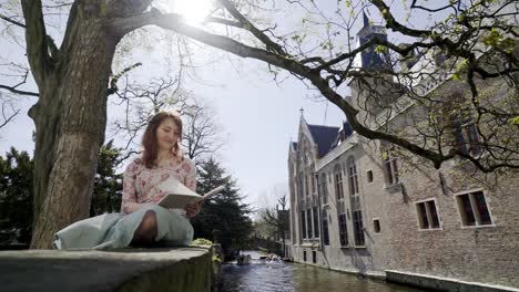 Woman-in-sun-shine-on-the-riverbanks.