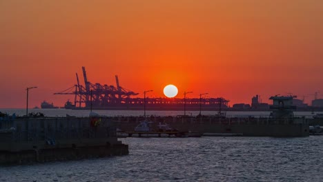 Sonnenuntergang-am-Icheon-City,-Seoul,-South-Korea.Timelapse-4k