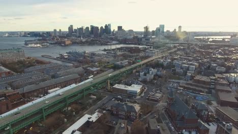 Horizonte-de-Boston-de-la-antena-estática-del-norte