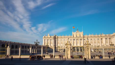 Madrid-Sonne-Licht-Königliche-Palast-Tourist-craowded-anzeigen-4-k-Zeitraffer-Spanien