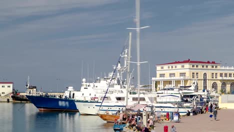 Complex-of-building-of-municipal-marine-port-in-Sochi-timelapse