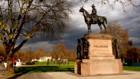 Statue-von-Herzog-der-Wellington,-London,-England.