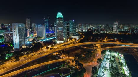 Singapur-Nacht-wenig-befahrenen-Straße-4-k-Zeit-verfallen-von-flyer