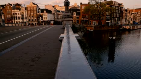Cinematic-shot-of-Amsterdam-during-early-morning