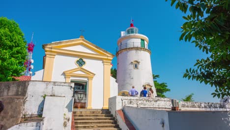 china-sunny-day-macau-city-famous-guia-lighthouse-steps-panorama-4k-time-lapse