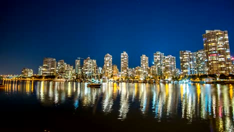 Vancouver-Zeit-verfallen-nachts-Skyline-und-Ozean-4k-1080p