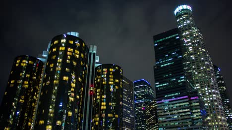 Die-Innenstadt-von-Los-Angeles-Skyline-Gebäude-Zeitraffer