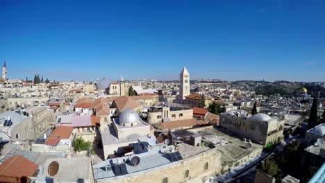 Horizonte-de-Jerusalén,-Israel-con-vista-de-la-iglesia-del-Santo-Sepulcro