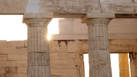 sun-setting-behind-the-propylaea-in-athens,-greece