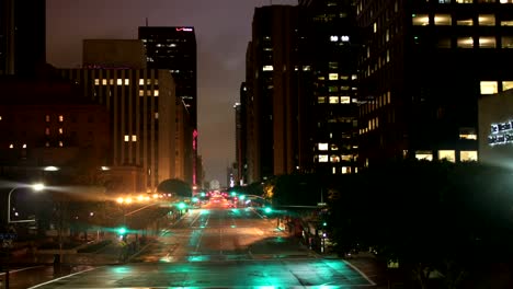 Time-lapse-shot-of-Downtown-Los-Angeles-at-night