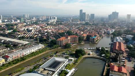 Aerial-view-of-Malacca-cityscape-at-daytime