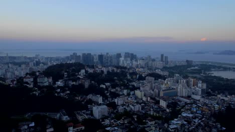 Aerial-move-into-downtown-Rio-de-Janeiro-Brasil-at-sunset