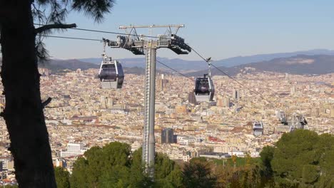 barcelona-Tageslicht-city-panorama-von-montjuic-Seilbahn-4-k-Spanien