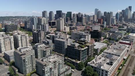 Floating-Helicopter-View-of-Downtown-Skyscraper-Buildings-in-Cityscape-Background-for-Corporate-Financial-Business