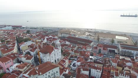 Aerial-View-of-Alfama,-Lisbon,-Portugal