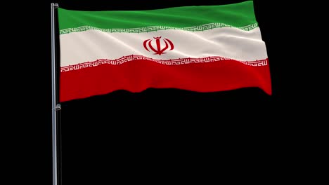 Isolate-flag-of-Iran-on-a-flagpole-fluttering-in-the-wind-on-a-transparent-blue-background,-3d-rendering,-3d-rendering,-4k-prores-4444-footage-with-alpha-transparency