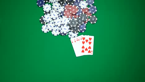 Poker-player-fanning-royal-flush-combination,-winning-the-game,-top-view