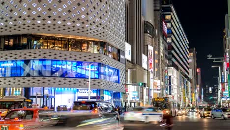 Tokyo-Japan-Zeitraffer-4K,-Nacht-Zeitraffer-der-Tourist-im-Ginza-Einkaufsstraße