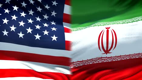 United-States-and-Iran-flags-background,-diplomatic-and-economic-relations